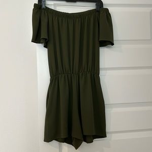 Dark green off the shoulder romper